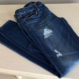 American Eagle Outfitters Dark Blue Distressed Skinny Jeans